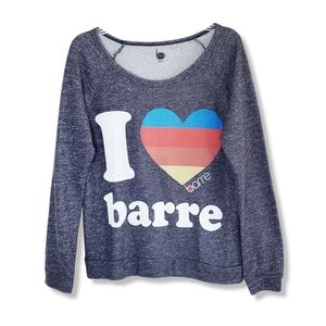 b fly I Love Barre Gray Sweatshirt Women's Size Small Rainbow